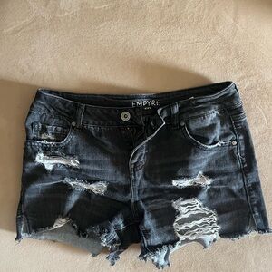 Empyre - Black Distressed Jean Shorts